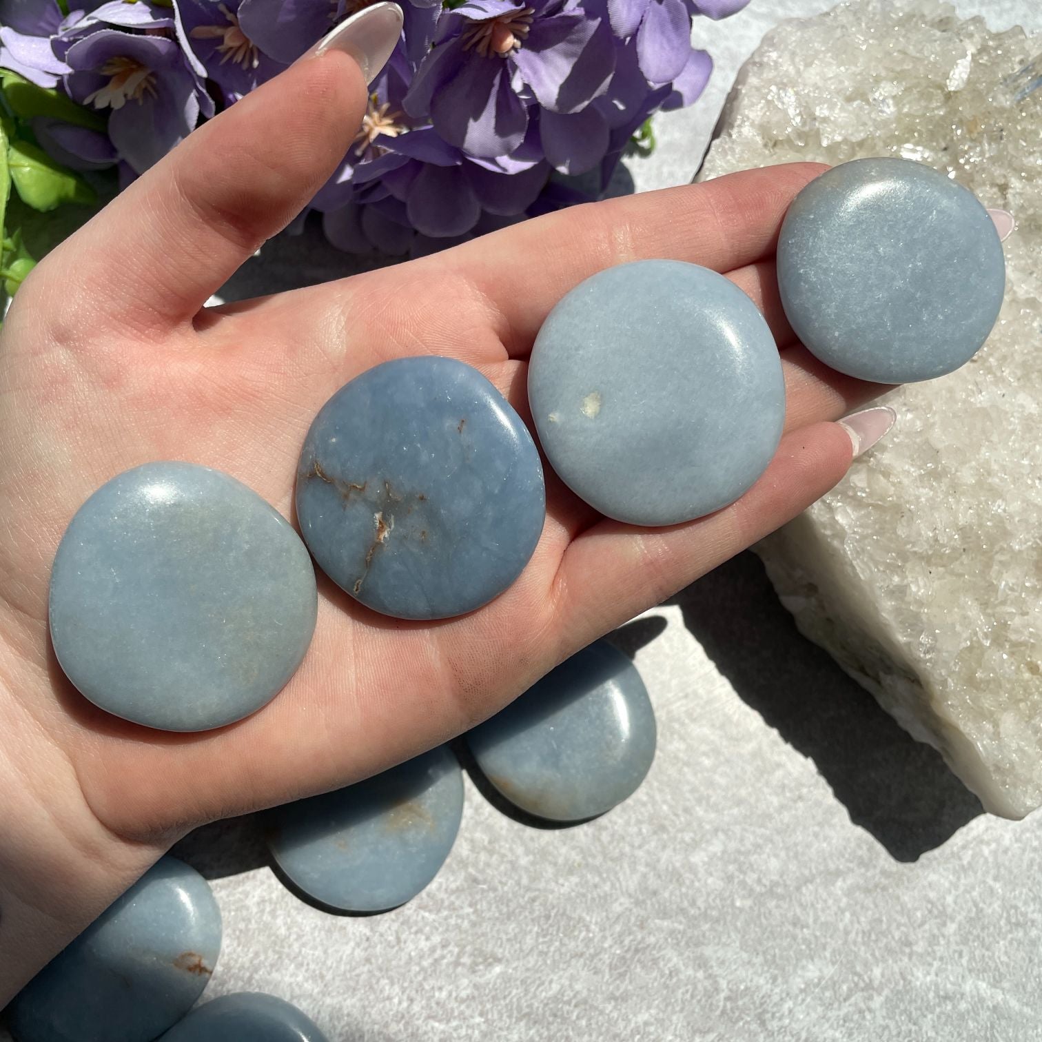 Pocket Palm Stone - Angelite Pocket Palm Stone - Angelite